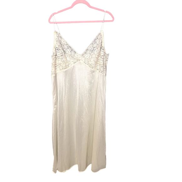 Vintage Sheer Bust Slip Dress Size 1x Rosette Feminine Delicate Nightie - Picture 1 of 9
